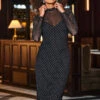 Black Sparkle Mesh High Neck Midi Dress 2 Black Sparkle Mesh High Neck Midi Dress -SOSANDAR Sales web 2310 09 a23dj055bk0001 09 064