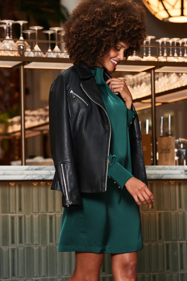 Black Leather Longline Biker Jacket 6 Black Leather Longline Biker Jacket - Image 4