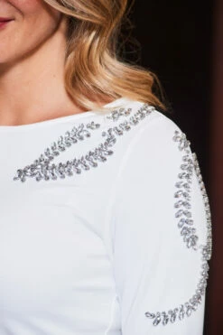 Ivory Embellished Detail Jersey Top -SOSANDAR Sales web 2310 41 a23tj031we0001 a23sd008mc0005 41 166