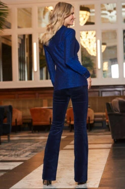 Midnight Blue Metallic Jersey Ruched Detail Shirt 11 Midnight Blue Metallic Jersey Ruched Detail Shirt -SOSANDAR Sales web 2310 43 a23tj059be0027 a22bd009be0028 43 084 rt