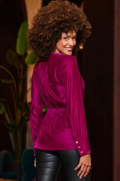 Raspberry Pink Velvet Wrap Top 10 Raspberry Pink Velvet Wrap Top -SOSANDAR Sales web 2310 46 a23tw090pk0026 a23bd015bk0001 46 062