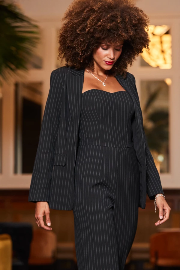 Black & White Pinstripe Blazer 7 Black & White Pinstripe Blazer - Image 5