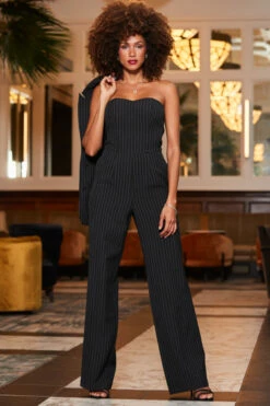 Black & White Pinstripe Wide Leg Bandeau Jumpsuit 11 Black & White Pinstripe Wide Leg Bandeau Jumpsuit -SOSANDAR Sales web 2310 54 a23jw005bk0001 54 002