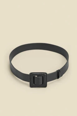 Black Croc Leather Belt With Buckle -SOSANDAR Sales web 2310 box a23ac044bk0001 a