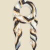 White Chain Print Satin Scarf With Border -SOSANDAR Sales web 2310 box a23ac074we0001 c