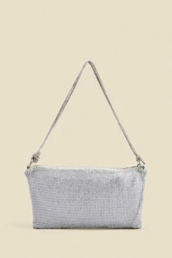 Silver Rhinestone Knot Detail Bag