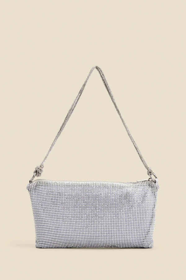 Silver Rhinestone Knot Detail Bag 3 Silver Rhinestone Knot Detail Bag