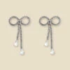 Silver Diamante Dainty Bow Earrings -SOSANDAR Sales web 2311 box a23ac028mc0005 a