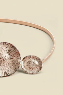 Gold Hammered Round Double Clasp Belt -SOSANDAR Sales web 2311 box a23ac100mc0003 c