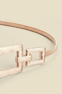 Gold Hammered Square Buckle Belt -SOSANDAR Sales web 2311 box a23ac101mc0003 c