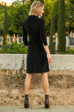 Black Luxe Velvet Popper Front Dress 8 Black Luxe Velvet Popper Front Dress -SOSANDAR Sales web 24 a21dd012 106 black rt