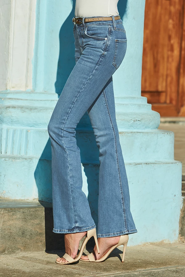 Light Wash Blue Kick Flare Jeans 5 Light Wash Blue Kick Flare Jeans - Image 3