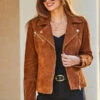Tan Suede Biker Jacket 1 Tan Suede Biker Jacket -SOSANDAR Sales web 26 s23ol011bn0004 074