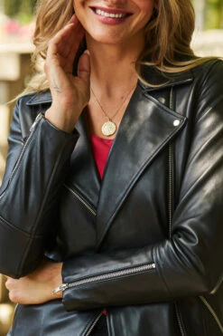 Black Longline Leather Biker Jacket 12 Black Longline Leather Biker Jacket -SOSANDAR Sales web 31 s22tj008rd0017 a22ol001bk0001 406