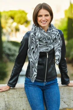 Black & White Marble Print Scarf