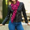 Hot Pink & Black Animal Print Scarf 2 Hot Pink & Black Animal Print Scarf -SOSANDAR Sales web 34 a21ac068pk0013 a22op001bk0001 035 1