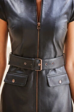 Black Leather Belted Dress With Rose Gold Detail 10 Black Leather Belted Dress With Rose Gold Detail -SOSANDAR Sales web 34 s22dl007bk 118