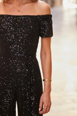 Black Sequin Bardot Wide Leg Jumpsuit 11 Black Sequin Bardot Wide Leg Jumpsuit -SOSANDAR Sales web 37 a21jw003bk0001 199