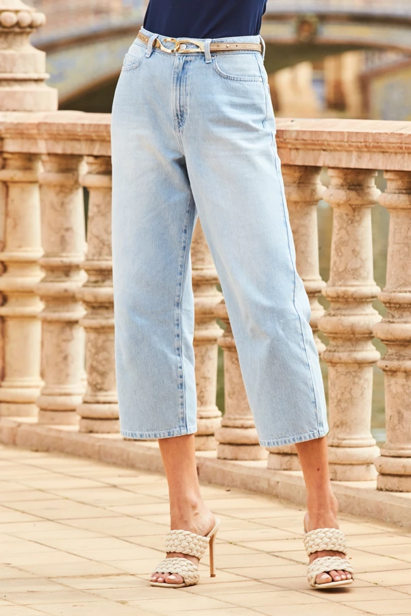 Light Wash Denim Culotte Jeans 4 Light Wash Denim Culotte Jeans - Image 2