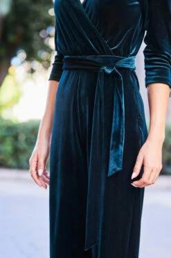 Emerald Green Velvet Zip Detail Wrap Jumpsuit -SOSANDAR Sales web 38 a21jv001gn0035 149