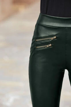 Dark Green Leather Look Premium Leggings -SOSANDAR Sales web 38 s20tk140bn sa18tr01pt 266 green rt