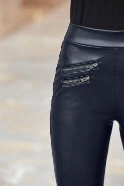 Navy Blue Leather Look Premium Leggings -SOSANDAR Sales web 38 sa18tr03be0035 38 266 rc rt