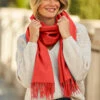 Red Super Soft Wool & Cashmere Blend Scarf -SOSANDAR Sales web 58 s22ow009be 232 red rt