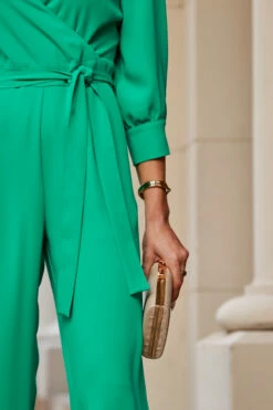 Jade Green Tailored Wrap Front Tie Waist Jumpsuit -SOSANDAR Sales web 68 a22jw006gn0016 117