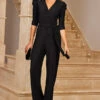 Black Plisse Wrap Front Jumpsuit -SOSANDAR Sales web 76 extras 030black rt