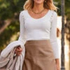 Taupe Faux Leather A-Line Skirt -SOSANDAR Sales web 78 a22sl002eu0001 199 taupe rt