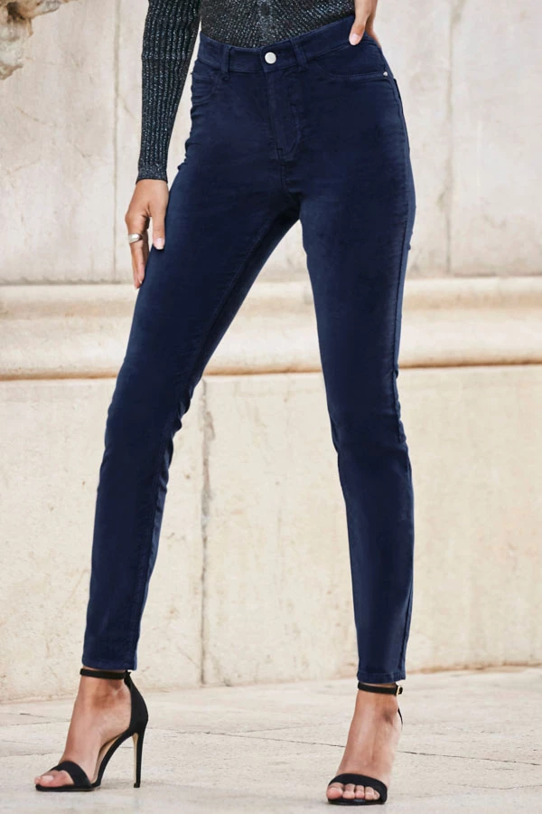 Midnight Blue Velvet Skinny Jeans 4 Midnight Blue Velvet Skinny Jeans - Image 2
