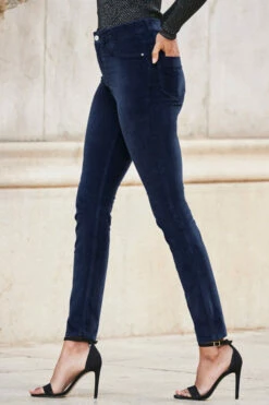 Midnight Blue Velvet Skinny Jeans