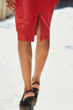 Bright Red Zip Detail Leather Dress 12 Bright Red Zip Detail Leather Dress -SOSANDAR Sales web 94 s22dl021rd0006 179