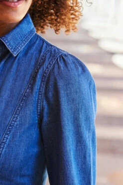 Mid Blue Popper Front Belted Denim Midi Dress 12 Mid Blue Popper Front Belted Denim Midi Dress -SOSANDAR Sales web 97 a22dd001be0010 040