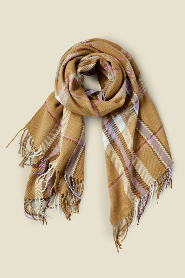 Ola Soft Beige Check Oversized Scarf 3 Ola Soft Beige Check Oversized Scarf