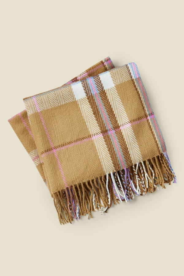 Ola Soft Beige Check Oversized Scarf 4 Ola Soft Beige Check Oversized Scarf - Image 2