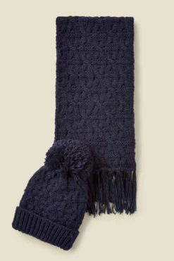 Bella Navy Blue Chunky Knitted Scarf -SOSANDAR Sales web a21ac035be e