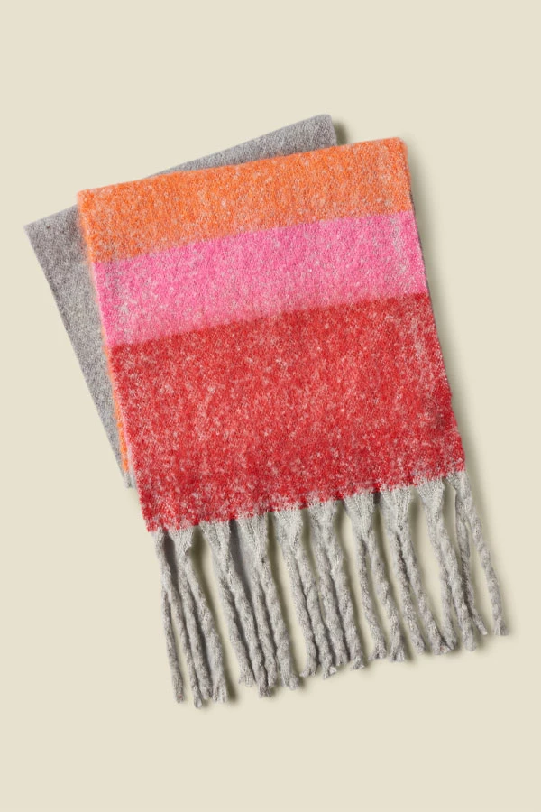 Grey, Pink & Red Ultra Soft Oversized Scarf 7 Grey, Pink & Red Ultra Soft Oversized Scarf - Image 5