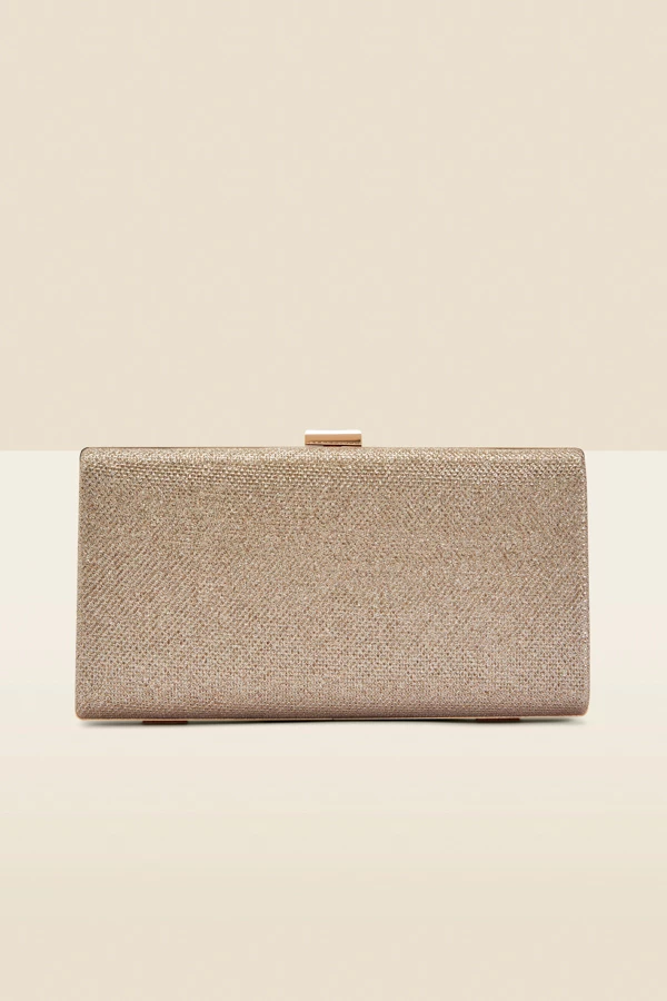 Champagne Gold Clasp Detail Box Clutch Bag 6 Champagne Gold Clasp Detail Box Clutch Bag - Image 4