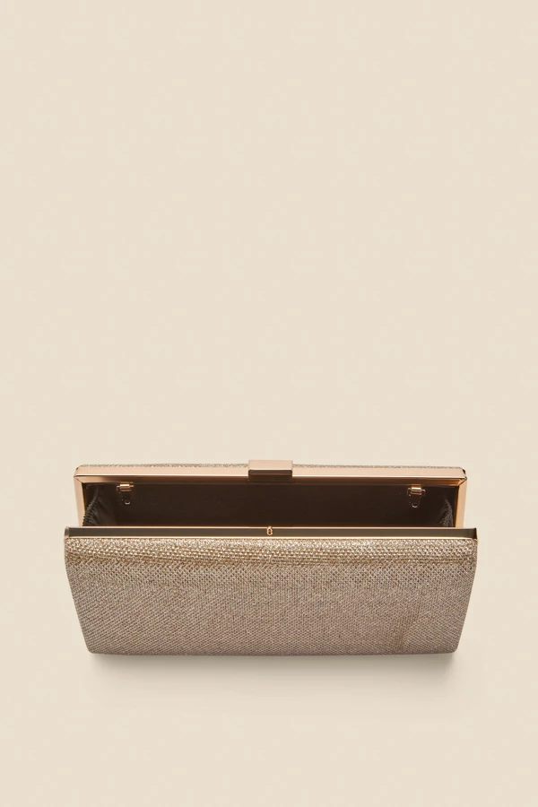 Champagne Gold Clasp Detail Box Clutch Bag 7 Champagne Gold Clasp Detail Box Clutch Bag - Image 5