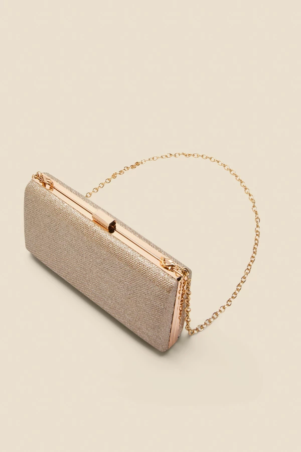 Champagne Gold Clasp Detail Box Clutch Bag 8 Champagne Gold Clasp Detail Box Clutch Bag - Image 6