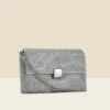 Silver Embellished Clasp Detail Soft Clutch Bag -SOSANDAR Sales web a22ac004mc a
