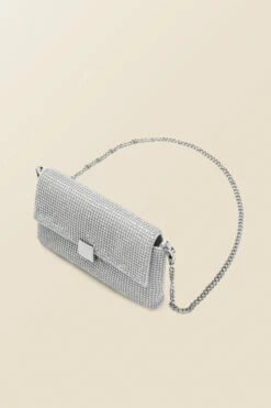 Silver Embellished Clasp Detail Soft Clutch Bag -SOSANDAR Sales web a22ac004mc d