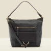 Black Large Hoop Clasp Shoulder Bag With Pocket Detail