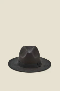 Black Fedora Hat With Ribbon Detail