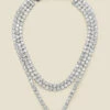 Silver Rhinestone Triple Layer Necklace -SOSANDAR Sales web a22ac025mc a