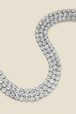 Silver Rhinestone Triple Layer Necklace -SOSANDAR Sales web a22ac025mc b