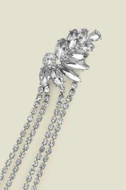 Silver Rhinestone Detail Diamante Drop Earrings -SOSANDAR Sales web a22ac026 c