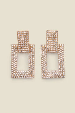 Gold Diamante Door Knocker Earrings
