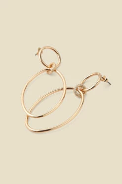 Gold Oval Hoop Drop Earrings -SOSANDAR Sales web a23ac025mc00030one a